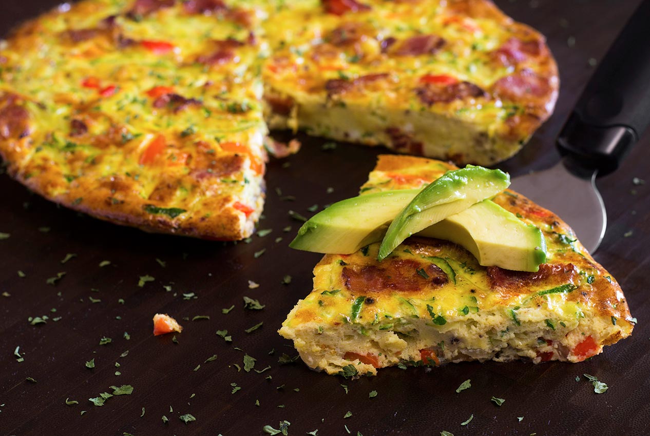 Frittata with Bacon, Zucchini and Cheese