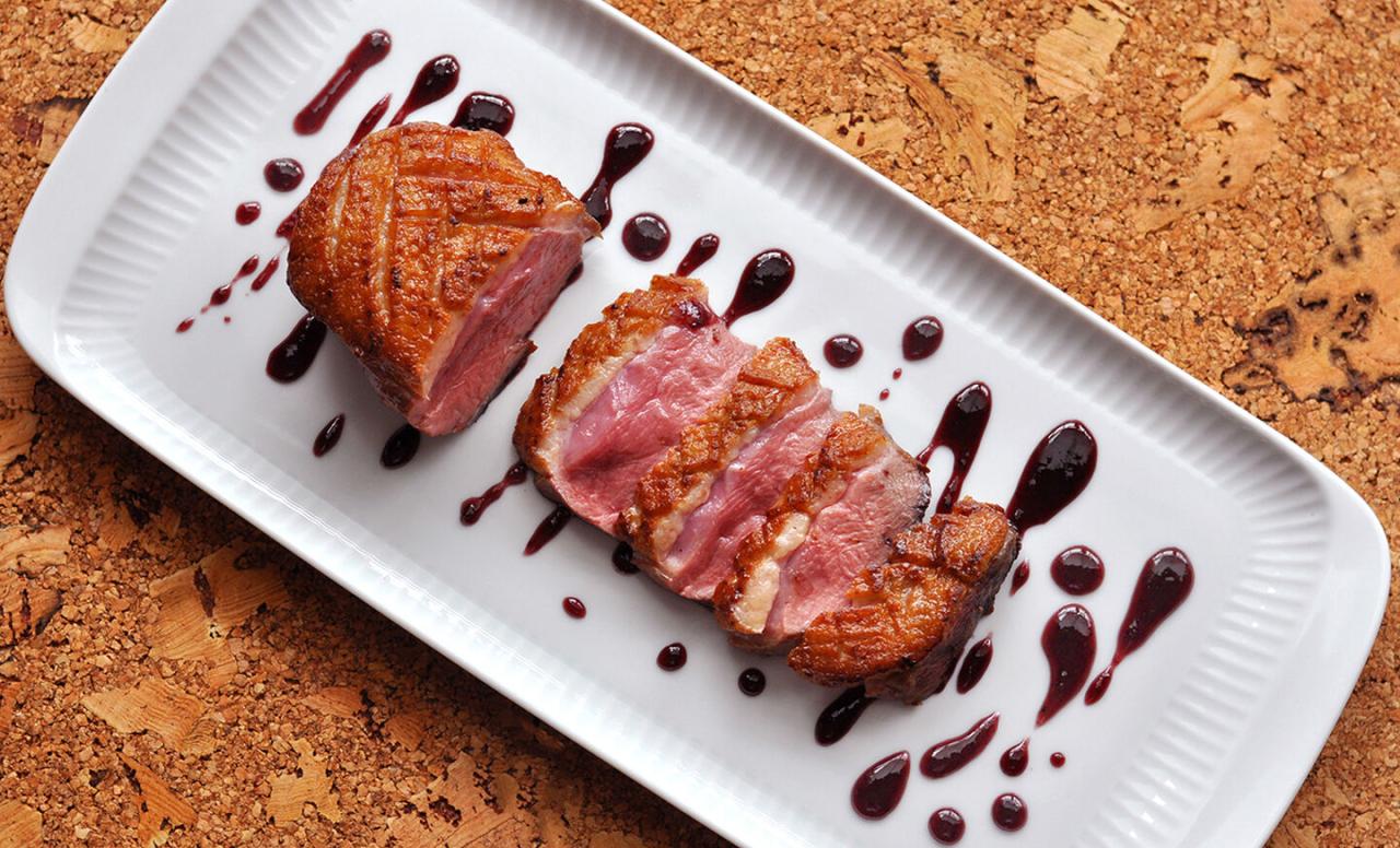 Seared Duck Breast in a Blueberry Port Sauce
