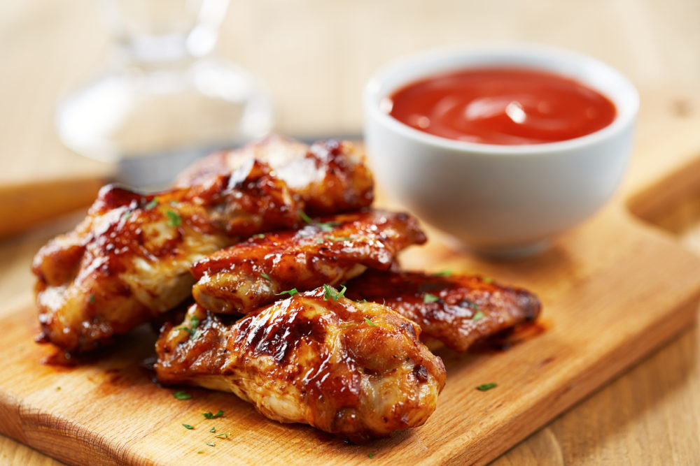 Honey Glazed Wings with Garlic Barbecue Drizzle