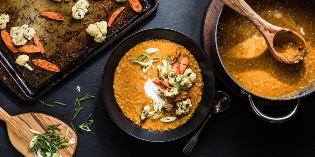 Sweet Potato, Rainbow Carrots, & Red Lentil Soup