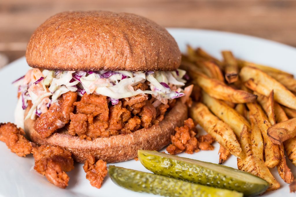 BBQ Soy Curl Sandwich - Vegan and Oil Free- A Plantiful Path