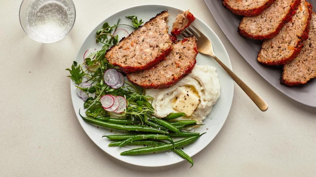 Turkey Meatloaf with Caramelized Onion & Mushrooms