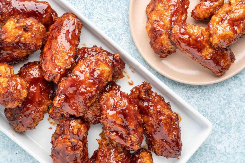 Honey Glazed Wings with Garlic Barbecue Drizzle